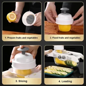 Multifunctional Lemon Slicer Vegetable Grater With Basket,V-blade Fruit Potato Chopper Carrot Cutter Slicer Kitchen Accessories - Image 4