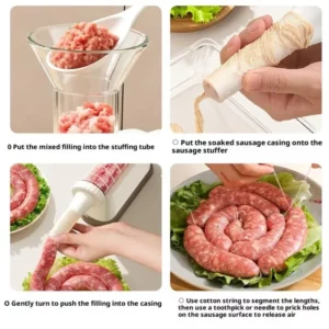 Manual Sausage Stuffer Machine Meat Grinder Filling Maker With Tubing Units For Homemade Production - Image 7