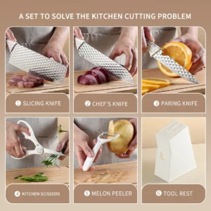 6pcs Kitchen knife set, high-grade steel knife set gift knife stainless steel kitchen utensils household multi-functional knives - Image 8