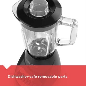 BLACK+DECKER Countertop Blender with 6-Cup Glass Jar, 10-Speed Settings, Black, BL2010BG - Image 2