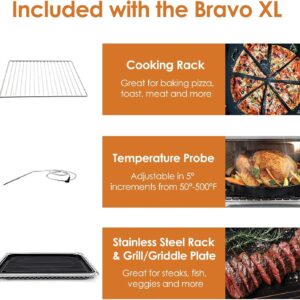 NUWAVE Bravo XL Air Fryer Convection Toaster Oven Countertop, 112-in-1 Smart Grill Combo with Original Flavors & Marks, Adjustable Heating Zones for Pizza, Roast, Bake, 50-500°F, Stainless Steel, 30QT - Image 3