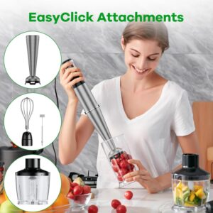 Immersion Blender Handheld Corded Hand Blenders Set 1100W, Trigger Variable Speed 5 in 1 Stick Emulsifier with Chopper, Whisk and Frother for Soup, Baby Food and Smoothies - Image 5