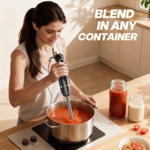 Immersion Blender Handheld, Corded Electric Blenders Portable Stick Mixer with 2 Mixing Speed and Stainless Steel Blades Emulsifier for Effortless Blending Soup, Smoothies, Puree or Baby Food - Image 2