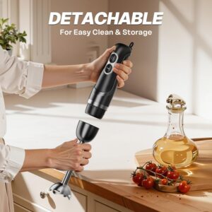 Immersion Blender Handheld, Corded Electric Blenders Portable Stick Mixer with 2 Mixing Speed and Stainless Steel Blades Emulsifier for Effortless Blending Soup, Smoothies, Puree or Baby Food - Image 3