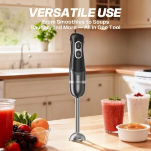 Immersion Blender Handheld, Corded Electric Blenders Portable Stick Mixer with 2 Mixing Speed and Stainless Steel Blades Emulsifier for Effortless Blending Soup, Smoothies, Puree or Baby Food - Image 4