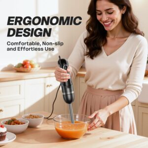 Immersion Blender Handheld, Corded Electric Blenders Portable Stick Mixer with 2 Mixing Speed and Stainless Steel Blades Emulsifier for Effortless Blending Soup, Smoothies, Puree or Baby Food - Image 6