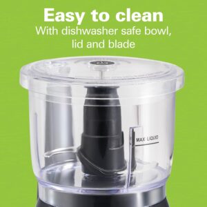 Hamilton Beach Electric Vegetable Chopper & Mini Food Processor, 3-Cup, 350 Watts, for Dicing, Mincing, and Puree, Black (72850) - Image 3