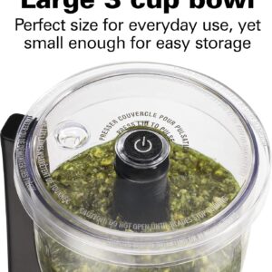 Hamilton Beach Electric Vegetable Chopper & Mini Food Processor, 3-Cup, 350 Watts, for Dicing, Mincing, and Puree, Black (72850) - Image 5