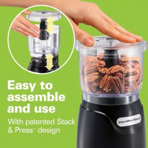 Hamilton Beach Electric Vegetable Chopper & Mini Food Processor, 3-Cup, 350 Watts, for Dicing, Mincing, and Puree, Black (72850) - Image 6