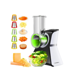 Electric Cheese Grater Salad Shooter,5-In-1 Electric Slicer For Home Kitchen,One-Touch Easy Control,With Safety Push Bar Cheese Grater Electric For Zucchini,Cheese,Vegetables And Smoothie - Image 1