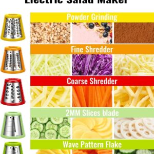 Electric Cheese Grater Salad Shooter,5-In-1 Electric Slicer For Home Kitchen,One-Touch Easy Control,With Safety Push Bar Cheese Grater Electric For Zucchini,Cheese,Vegetables And Smoothie - Image 6