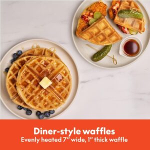 bella Flip-n-Store Waffle Maker with EverGood™ Ceramic Nonstick Coating, Fits-anywhere™ Kitchenware, Power Indicator Light, Cool Touch Handle & Cord Wrap, 7” Wide & 1" Deep Plates, 1000 Watt, Oatmilk - Image 3
