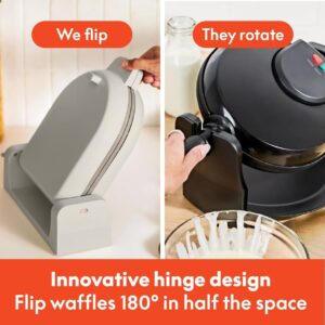 bella Flip-n-Store Waffle Maker with EverGood™ Ceramic Nonstick Coating, Fits-anywhere™ Kitchenware, Power Indicator Light, Cool Touch Handle & Cord Wrap, 7” Wide & 1" Deep Plates, 1000 Watt, Oatmilk - Image 5