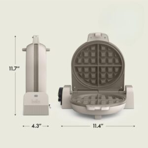 bella Flip-n-Store Waffle Maker with EverGood™ Ceramic Nonstick Coating, Fits-anywhere™ Kitchenware, Power Indicator Light, Cool Touch Handle & Cord Wrap, 7” Wide & 1" Deep Plates, 1000 Watt, Oatmilk - Image 7
