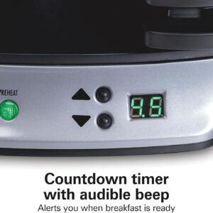 Hamilton Beach Dual Breakfast Sandwich Maker with Timer, Ready in 5 Minutes, Removable Dishwasher Safe PFAS-Free Non-Stick Egg Cooker Ring, Silver (25490MNA) - Image 3