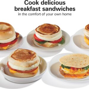 Hamilton Beach Dual Breakfast Sandwich Maker with Timer, Ready in 5 Minutes, Removable Dishwasher Safe PFAS-Free Non-Stick Egg Cooker Ring, Silver (25490MNA) - Image 5
