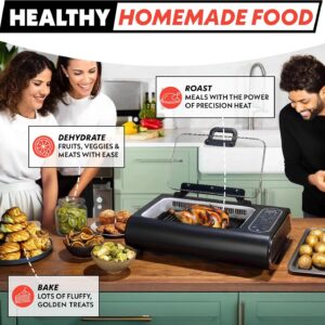 Gourmia Smokeless Indoor Grill - Air Fryer Combo with Smoke Extractor, 5 Cooking Presets, Grill, Air Fry, Roast, Bake, Dehydrate, Countertop Cooker, Glass Lid - Image 4