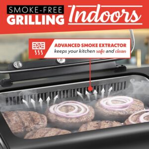Gourmia Smokeless Indoor Grill - Air Fryer Combo with Smoke Extractor, 5 Cooking Presets, Grill, Air Fry, Roast, Bake, Dehydrate, Countertop Cooker, Glass Lid - Image 8