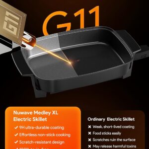 Nuwave Medley XL Digital Electric Skillet, Family Size Griddle w/Glass Lid, 2025 New & Improved Precision Heating, 100°-425°F, PFAS Free G11 Nonstick Ceramic Coating, Portable Hot Plate, 7qt Capacity - Image 6