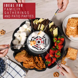 2 in 1 Electric S’mores Maker & Fondue Pot, Tabletop Indoor Smores kit with 4 Roasting Forks, 4 Detachable Trays & 1 Flameless Temperature-controlled Heater, Movie Night Supplies & Housewarming Gifts - Image 8