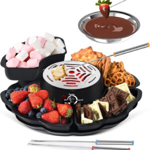 2 in 1 Electric S’mores Maker & Fondue Pot, Tabletop Indoor Smores kit with 4 Roasting Forks, 4 Detachable Trays & 1 Flameless Temperature-controlled Heater, Movie Night Supplies & Housewarming Gifts - Image 6