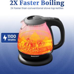 Elite Gourmet EKT1001 Electric 1.0L BPA-Free 1100W Glass Kettle Cordless 360° Base, Stylish Blue LED Interior, Handy Auto Shut-Off Function – Quickly Boil Water For Tea & More, Black - Image 7