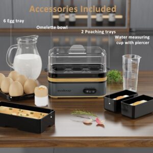 Evoloop Rapid Egg Cooker Electric 6 Eggs Capacity, Soft, Medium, Hard Boiled, Poacher, Omelet Maker Egg Poacher With Auto Shut-Off, BPA Free - Image 4