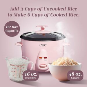COOK WITH COLOR 6 Cup Rice Cooker 300W - Effortless Cooking and Perfectly, Cooks 3 Cups of Raw Rice for 6 Cups of Cooked Rice, Pink - Image 2