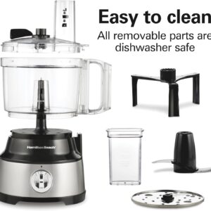 Hamilton Beach Food Processor & Vegetable Chopper for Slicing, Shredding, Mincing, and Puree, 10 Cups + Easy Clean Bowl Scraper, Black and Stainless Steel (70730) - Image 2