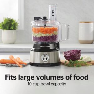 Hamilton Beach Food Processor & Vegetable Chopper for Slicing, Shredding, Mincing, and Puree, 10 Cups + Easy Clean Bowl Scraper, Black and Stainless Steel (70730) - Image 8