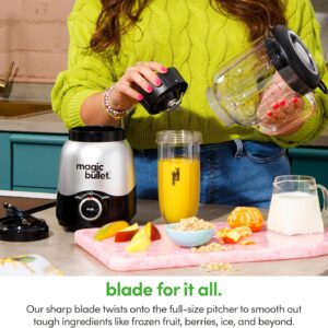 Magic Bullet® Combo Blender, 600W, 48oz Pitcher, 16oz Cup with To-Go Lid, Easy Cleaning, Cross Blade, for Smoothies, Sauces, Shakes, Salsa, Hot Blends, Silver, MBF50200 - Image 4
