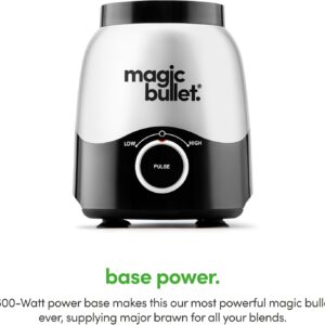 Magic Bullet® Combo Blender, 600W, 48oz Pitcher, 16oz Cup with To-Go Lid, Easy Cleaning, Cross Blade, for Smoothies, Sauces, Shakes, Salsa, Hot Blends, Silver, MBF50200 - Image 9