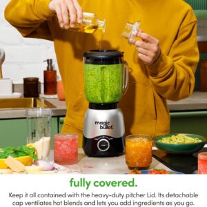 Magic Bullet® Combo Blender, 600W, 48oz Pitcher, 16oz Cup with To-Go Lid, Easy Cleaning, Cross Blade, for Smoothies, Sauces, Shakes, Salsa, Hot Blends, Silver, MBF50200 - Image 5