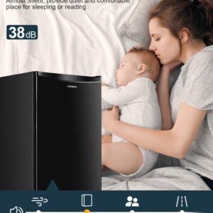 Upstreman 3.2 Cu.Ft Mini Fridge with Freezer, Single Door Mini Fridge, Dorm Fridge, Adjustable Thermostat, Mini Refrigerator for Bedroom, Office, Dorm, Black-BR321 - Image 5