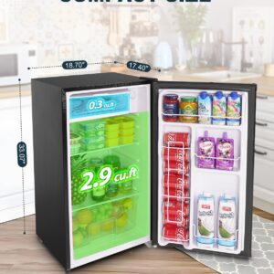 Upstreman 3.2 Cu.Ft Mini Fridge with Freezer, Single Door Mini Fridge, Dorm Fridge, Adjustable Thermostat, Mini Refrigerator for Bedroom, Office, Dorm, Black-BR321 - Image 7