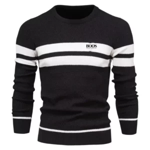 New Autumn Pullover Men's Sweater O-neck Patchwork Long Sleeve Warm Slim Sweaters Men Casual Fashion Sweater Men Clothing - Image 2