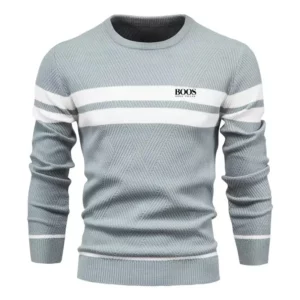 New Autumn Pullover Men's Sweater O-neck Patchwork Long Sleeve Warm Slim Sweaters Men Casual Fashion Sweater Men Clothing - Image 4