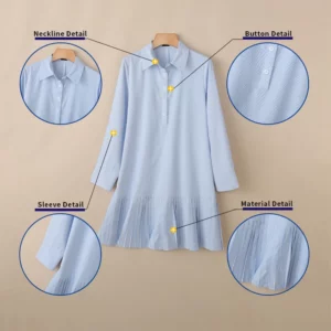 Plus Size 5XL VONDA Women Striped Mini Dresses Long Sleeve Fashion Print Oversized Vestidos 2026 Elegant Lapel Ruffle Party Robe - Image 4