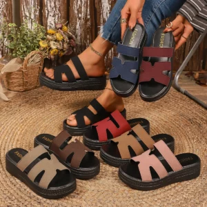 Women Slippers Thick Bottom Slip-On Summer Shoes Retro Versatile Large Size Slippers Leisure Rubber Sole Sandals Slides Women - Image 1