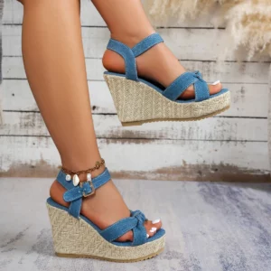 Women Wedge Sandals Thick Bottom Retro Open Toe Ladies Shoes 2025 Fashion Platform Plus Size High Heels Sandals Zapatos De Mujer - Image 1