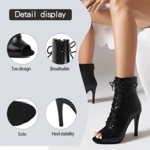 DKZSYIM Woman Latin Dance Shoes leather Party Tango Dance Booties for Women Salsa Dance Heels Ballroom Shoes Sexy Stilettos - Image 2