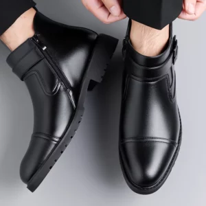 Luxury Business Mens Leather Boots Fashionable Buckle Leather Chelsea Boots Elegant Gentlemen's Autumn New Versatile Ankle Boots - Image 4