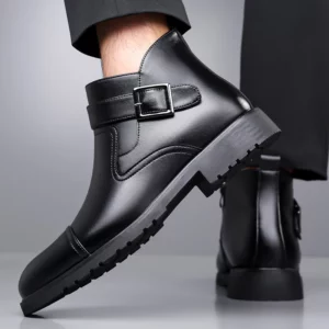 Luxury Business Mens Leather Boots Fashionable Buckle Leather Chelsea Boots Elegant Gentlemen's Autumn New Versatile Ankle Boots - Image 5
