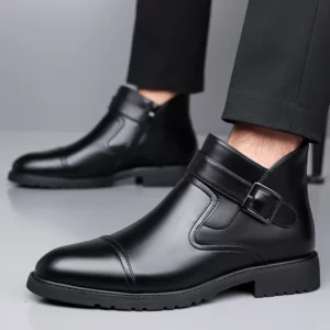 Luxury Business Mens Leather Boots Fashionable Buckle Leather Chelsea Boots Elegant Gentlemen's Autumn New Versatile Ankle Boots - Image 6