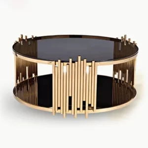# Modern Design Living Room Furniture Stainless Steel Marble Top Coffee Table Interior Furniture - Image 2