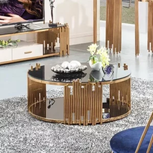 # Modern Design Living Room Furniture Stainless Steel Marble Top Coffee Table Interior Furniture - Image 6