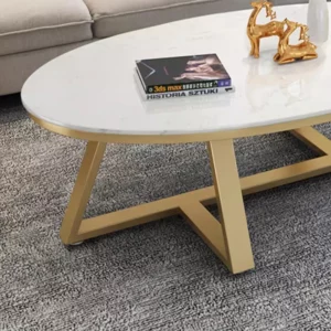 Leg Metal Oval Coffee Tables Luxury Marble Modern Unique Coffee Tables Design Italian Table Basse De Luxe Living Room Furniture - Image 3