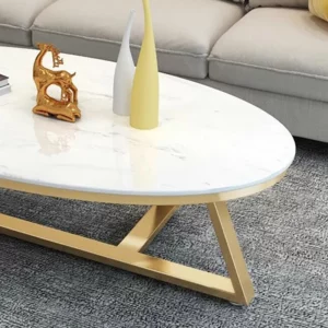 Leg Metal Oval Coffee Tables Luxury Marble Modern Unique Coffee Tables Design Italian Table Basse De Luxe Living Room Furniture - Image 4