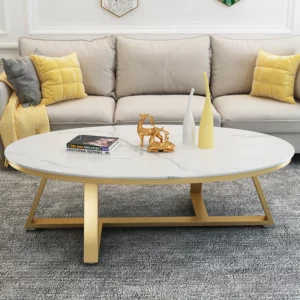 Leg Metal Oval Coffee Tables Luxury Marble Modern Unique Coffee Tables Design Italian Table Basse De Luxe Living Room Furniture - Image 5