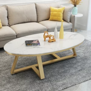 Leg Metal Oval Coffee Tables Luxury Marble Modern Unique Coffee Tables Design Italian Table Basse De Luxe Living Room Furniture - Image 6